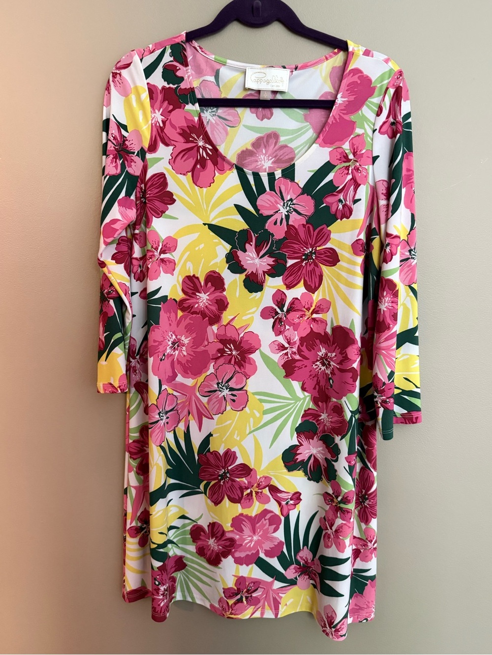 Pappagallo Pink Floral Scoop Neck Dress